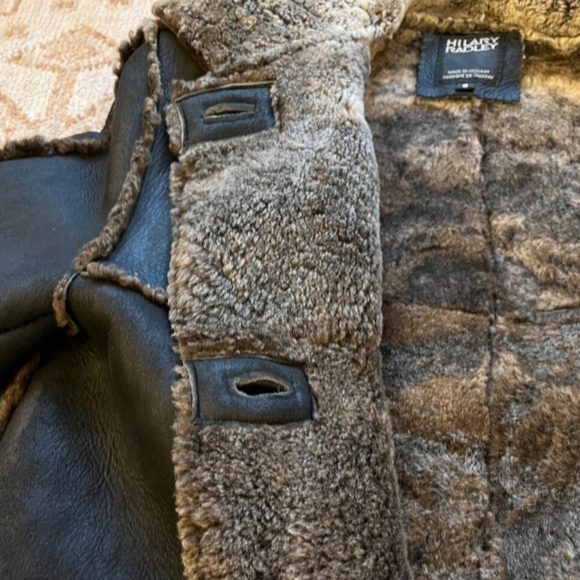 Hilary Radley Genuine Sheep Shearling Very Heavy Warm Leather Coat Size 8 - Picture 9 of 12